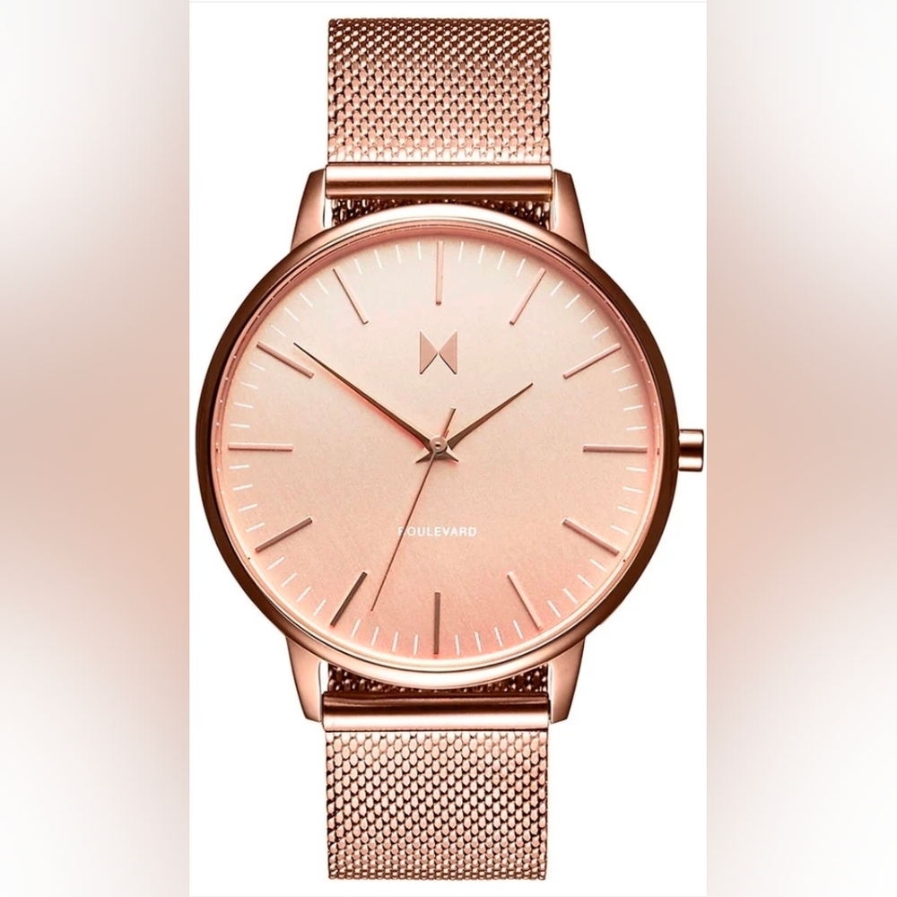 MVMT Rose Gold Mesh Strap Watch